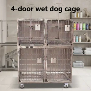 PET Factory Veterinary Grade Stainless Steel Animal Pattern Sustainable Pet Cage 304 for Dogs & Cats with Wheels