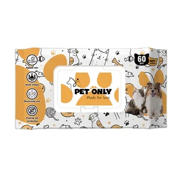 PET ONLY Natural Organic Biodegradable Wet Wipes Flushable and for Sensitive Skin for Cats and Dogs OEM
