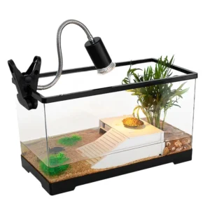PET Shatterproof Turtle Tank Bottom Drain Reptile Habitat Aquarium With Basking Platform