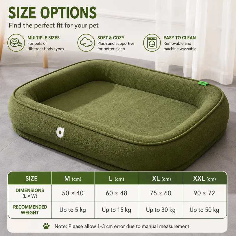 PETNORA All Season Rectangle Thickened Splash Proof Breathable Detachable Washable Dog & Cat Pet Bed