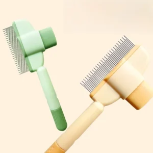 PP Material Pet Grooming Comb Collapsible Self-Cleaning Stainless-steel Needle Long Hair One-click Hair Removal Brush