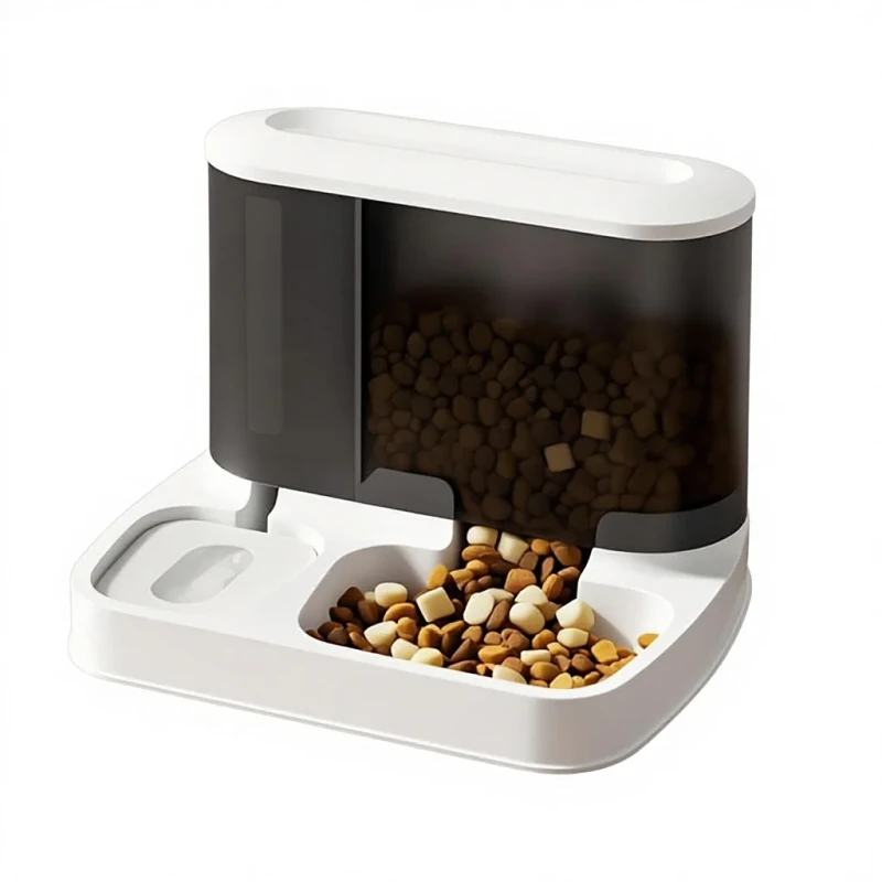 PP PET Material 600g Cat Bowl Pet Automatic Feeder Water Dispenser Visual Double Bowl Integrated Food Plate