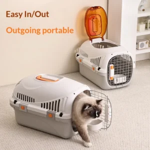 PP Plastic Pet Carrier Box, Airline Approved Dog Cat Travel Crate with Ventilation, Portable Pet Transport Cage