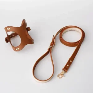 PU Dog Harness & Leash Waterproof Adjustable and Breathable with Durable Metal D Ring