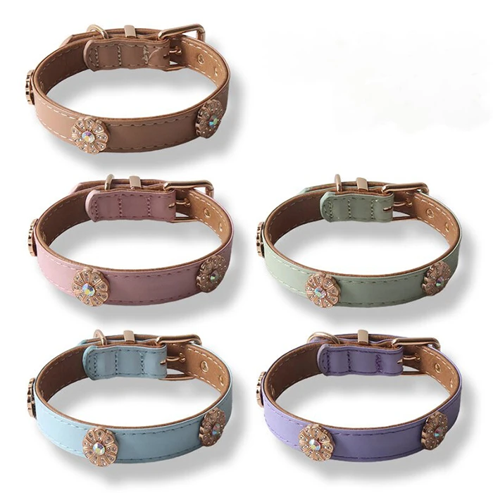 PU Durable Elegant Modern Solid Color Dog Collar for Cats and Dogs