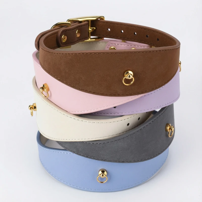 PU Leather Pet Soft Cat and Dog Collar Padded Waterproof Classic Vegan Widened Pesign Dog Collar
