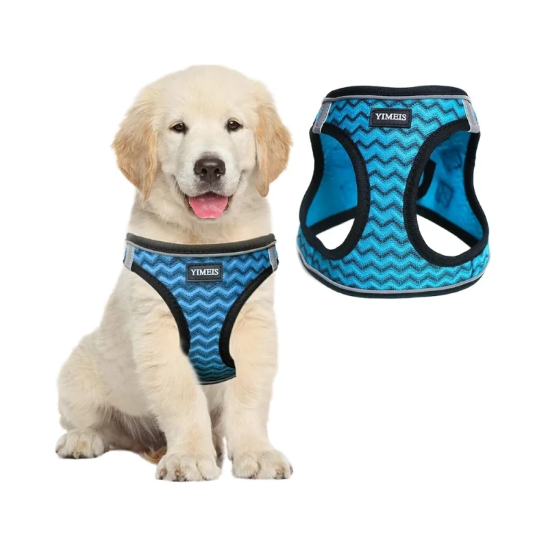 Padded Dog Harness No Pull Soft Mesh Polyester Button Closure Puppy Vest
