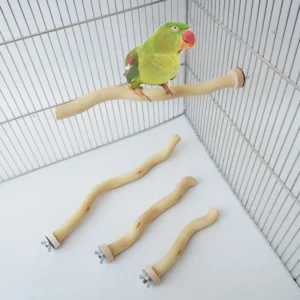Parrot Bird Perch Stick Natural Dragon Wood Habitat Stick Solid Wood Curved Perch Pole Grinding Teeth Supplies with bolt nut