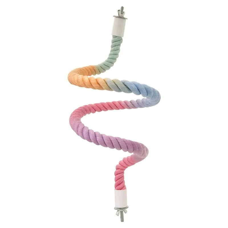 Parrot Bird Standing Toys Cotton Rope Colorful Toy Perches for Bird Cage Cotton Rope Bird Accessories