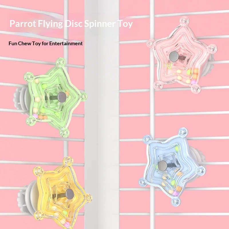 Parrot Chewing Toy Boredom Relief Educational Spinning Bird Toy Rounded Cage Accessory Budgerigar Lovebird Cockatiel Supplies