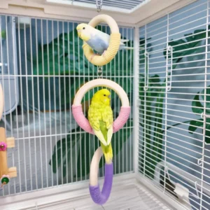 Parrot Cotton Rope Chew Toys Bird Swing Perch Hanging Ring Climbing Standing Toy Bird Cage Accessories