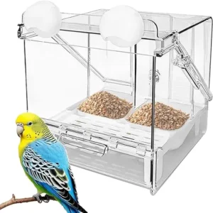 Parrot Incubator Multifunctional Bathing Basin Splash Proof Square Feeding Bowl Monk Parrot Peony Bird Supplies Cage Bird Bird