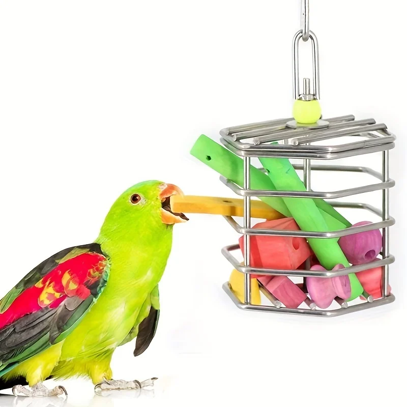 Parrot Pet Bird Cage Feeder Hanging Foraging Toy Feeder Bird Intelligence Growth Cage Accessories