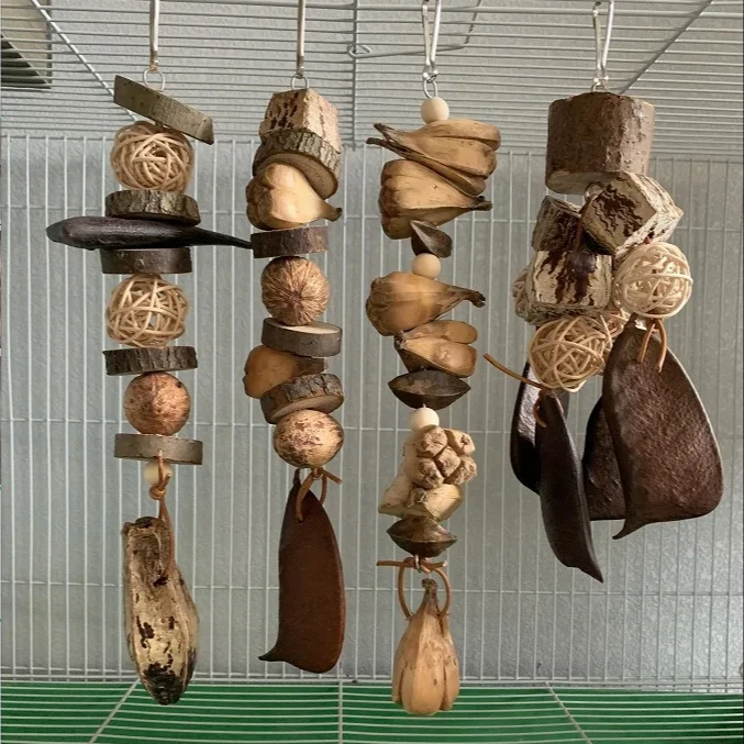 Parrot Supplies Bird Fruit Non Staining Large String of Nuts Wooden Chew Toys