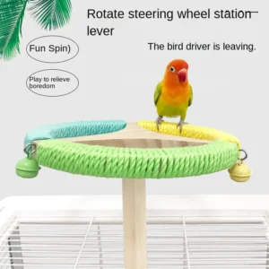 Parrot Toy Bird Supplies for Relieving Boredom Features Steering Wheel Windmill Tiger Skin Peony Design Bird Toy