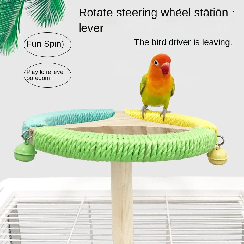 Parrot Toy Bird Supplies for Relieving Boredom Features Steering Wheel Windmill Tiger Skin Peony Design Bird Toy