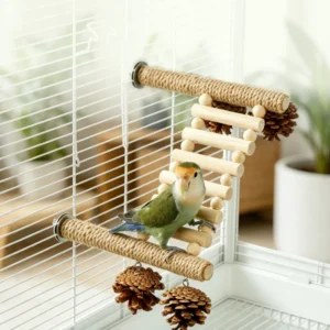 Parrot Toy Bird Toy with Climbing Ladder Claw Beak Sharpener for Cockatiel Monk Parakeet Budgie Birdcage