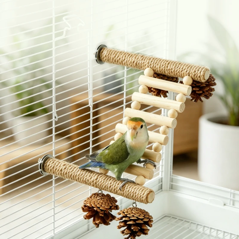 Parrot Toy Bird Toy with Climbing Ladder Claw Beak Sharpener for Cockatiel Monk Parakeet Budgie Birdcage
