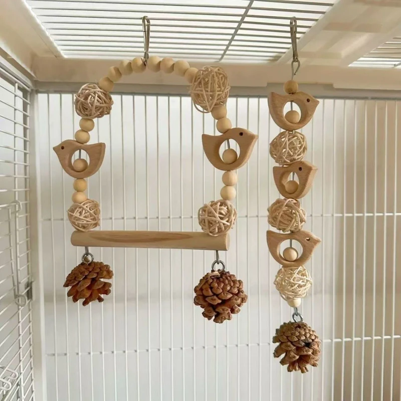 Parrot Toy Teeth Grinding Supplies Tiger Skin Pine Cone Ball Climbing Puzzle Bird Cage Peony Swing Boredom Stress Relief