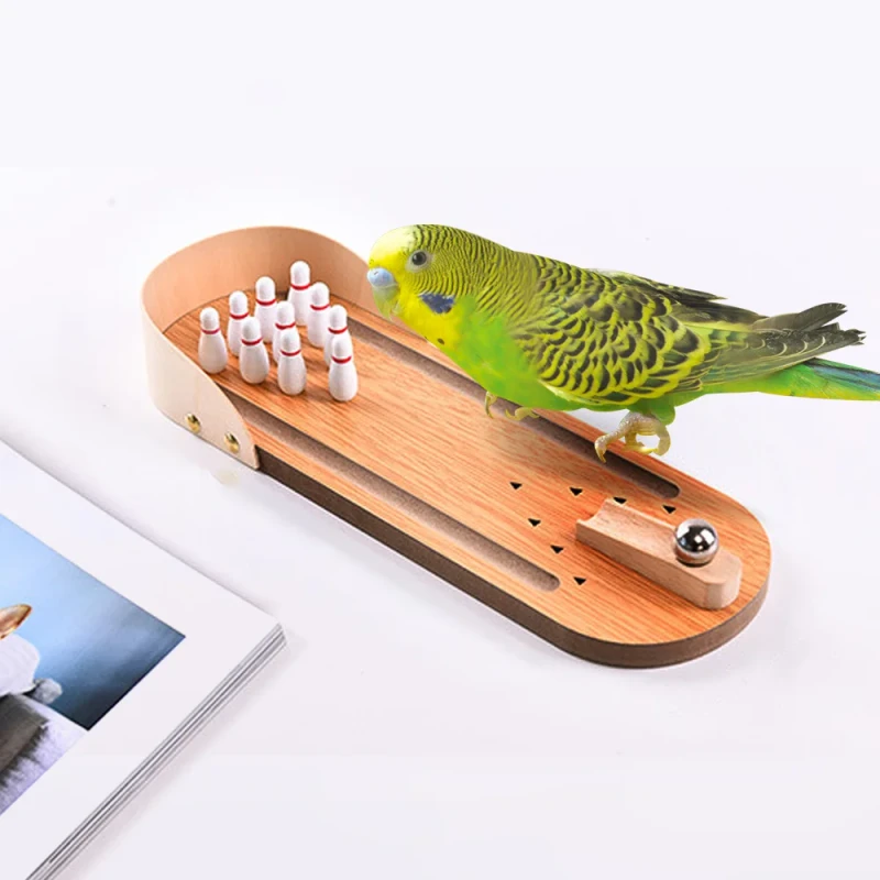 Parrot Wood Plastic Eco Friendly Educational Training Bowling Toys Bird Supplies Interactive Pet Desktop Toy