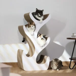 Patent Product Large Attractive Durable Paper Cat Scratcher Tree for Different Cats
