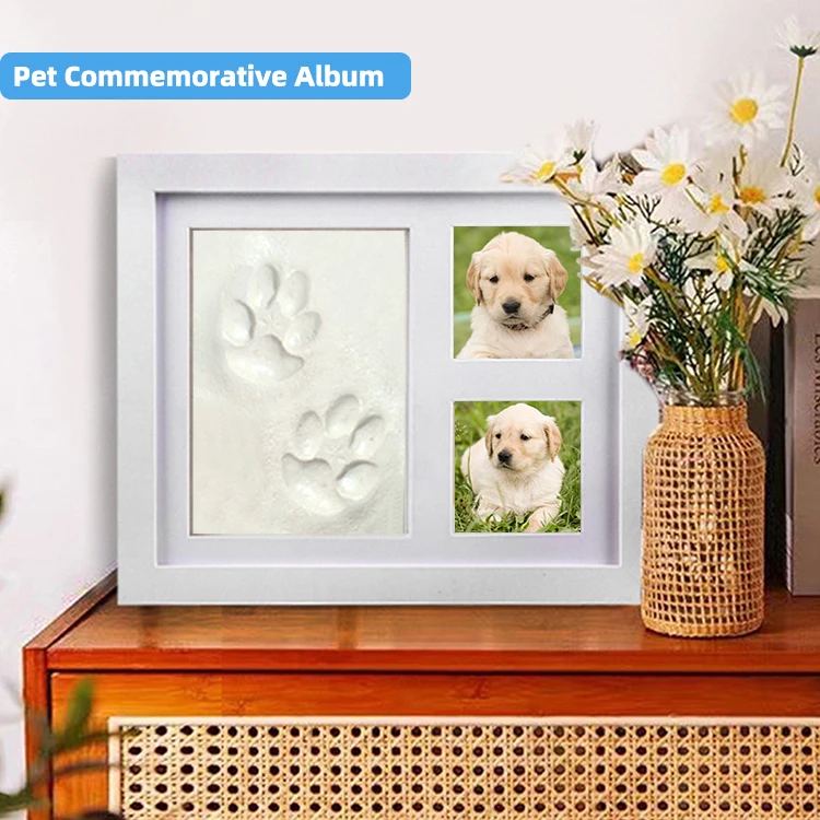 Paw Print Kit Pet Memorial Photo Casket Frame Memory Sympathy Gift for Loss of Dog Lovers