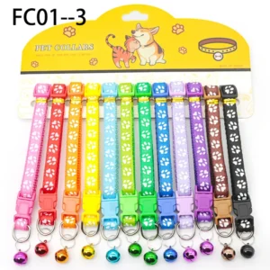 Paw Printed Pet Collars Collection Collar Dog Multiple Colors 12 Pack Cat Collar With Bells