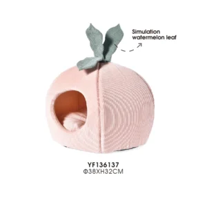 Peach Shaped Cat Cave Soft Corduroy Plush Cozy Pet House Warm Cat Bed
