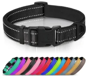 Personalized Buckled Custom Neoprene Pet Tag Dog Fabric Collars Pet Adjustable Reflective Collar