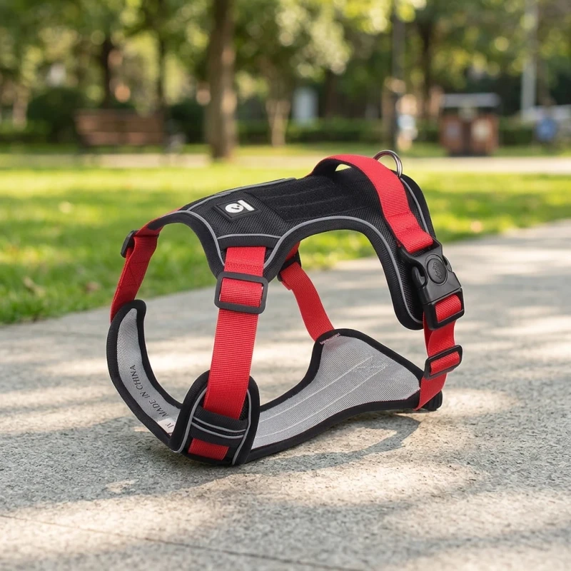 Personalized Cartoon Heavy Duty Reflective Dog Harness Nylon Chest Harness Leash Adjustable Straps Small Medium XL