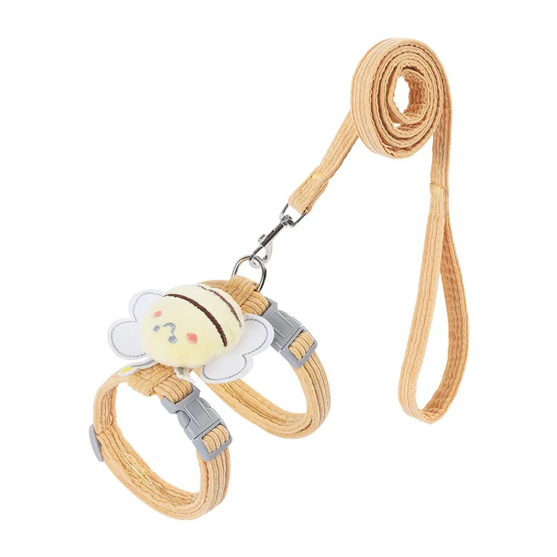 Personalized Customizable Pet Cat Dog H Harness Set Decorated with Cute Little Bees