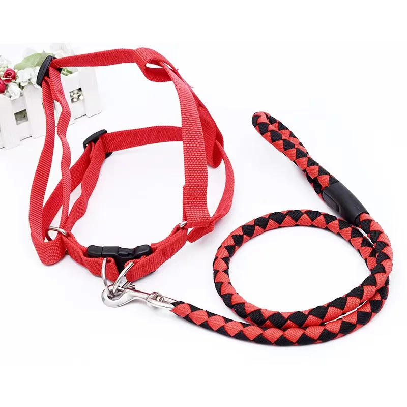 Personalized Dog Harness and Leash Set Adjustable Pet Harness Vest with Rope Leash Medium Large Pet Dogs Harness Leash