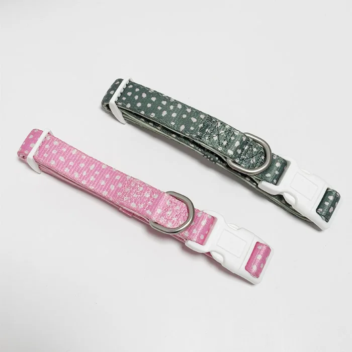 Personalized Durable Classic Soft Eco Friendly Solid Dog Collar Green Pink Punk Simple Style Economical Polyester