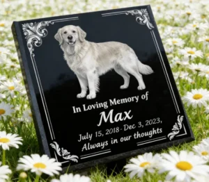 Personalized Flat Upright Pet Memorial Monument Custom Granite Headstone Weatherproof for Cats Dogs Outdoor Use