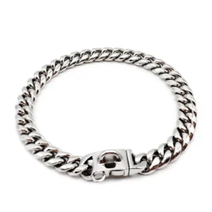 Personalized Heavy Duty Stainless Steel Dog Collar 14mm Wide Gold Plated Chew Resistant Design for Large Breed Dogs