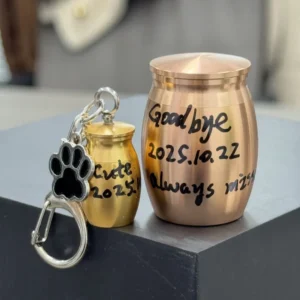 Personalized Mini Pet Memorial Urn Aluminum Alloy Pet Ashes Keepsake for Dogs and Cats