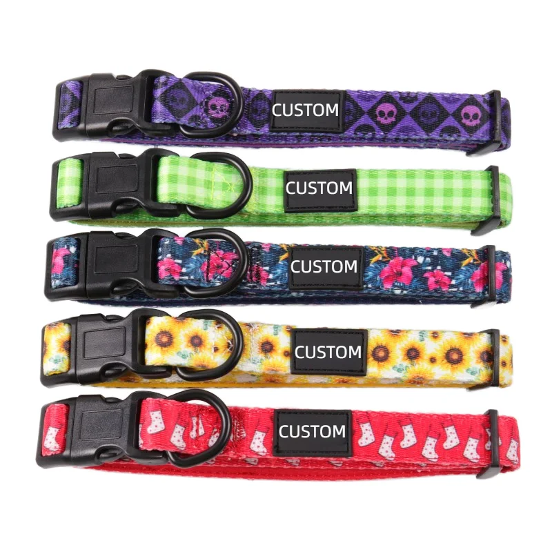 Personalized Modern Elegant Simple Cat and Dog Collars Custom Printed Polyester and Nylon for Training Small Animals