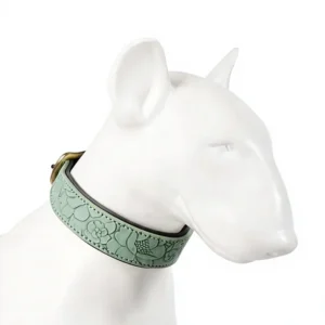 Personalized Patterned Leather Pet Collar Customizable Logo Large Dog Neck Circle for Gift Pet Supplies