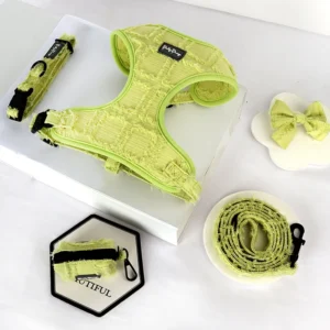 Personalized Reflective Harness Set Medium Sized Pets Dog Harness Leash Collar 5 Piece Set