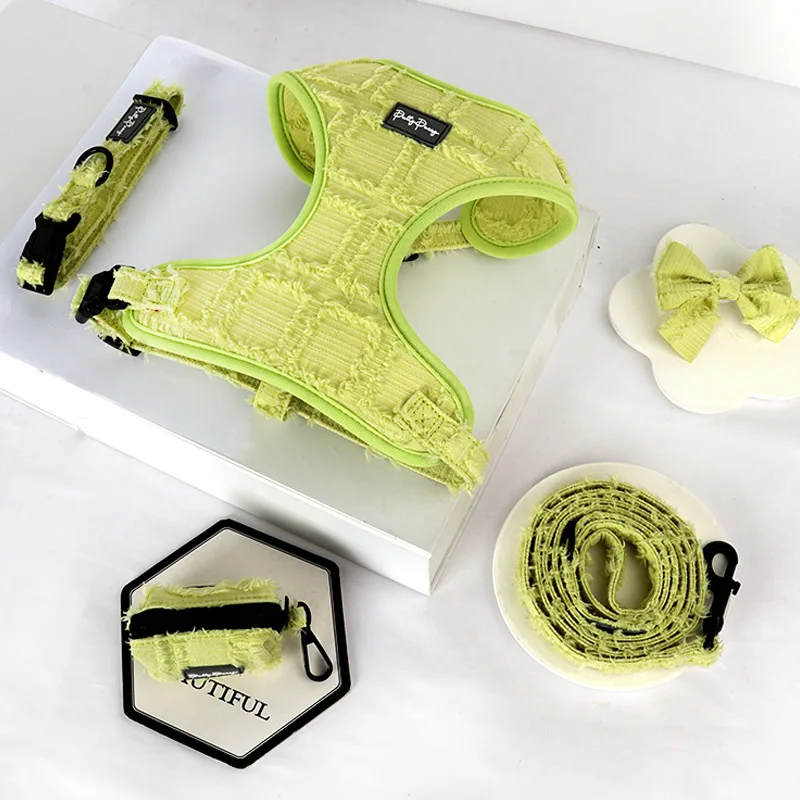 Personalized Reflective Harness Set Medium Sized Pets Dog Harness Leash Collar 5 Piece Set