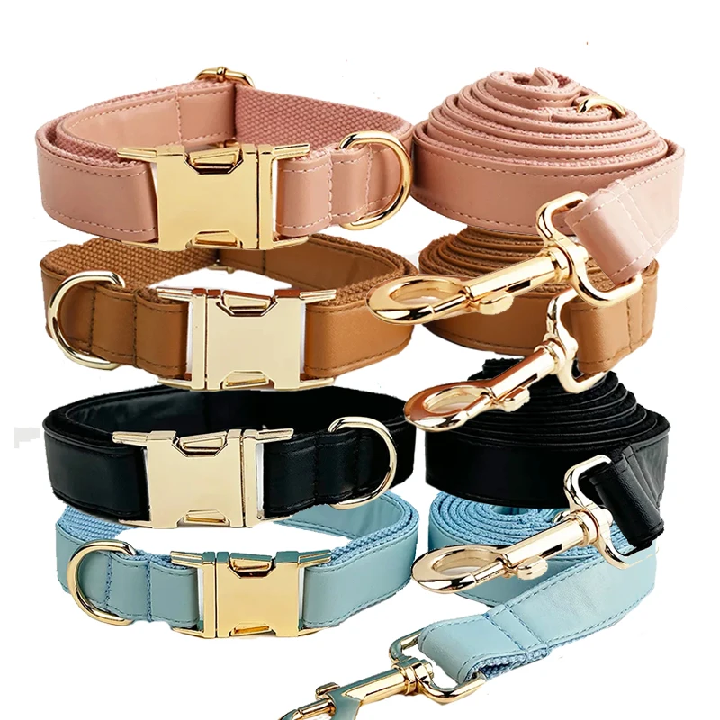 Personalized Waterproof Dog Collar Set XS-XL Pet Leads Harness With Collars Adjustable Cat Necklace Durable Puppy Harnesses