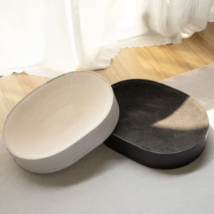 Pet Accessories Black Oval BB Flute Corrugated Paper Cat Scratcher Bed Cat Trees Scratcher