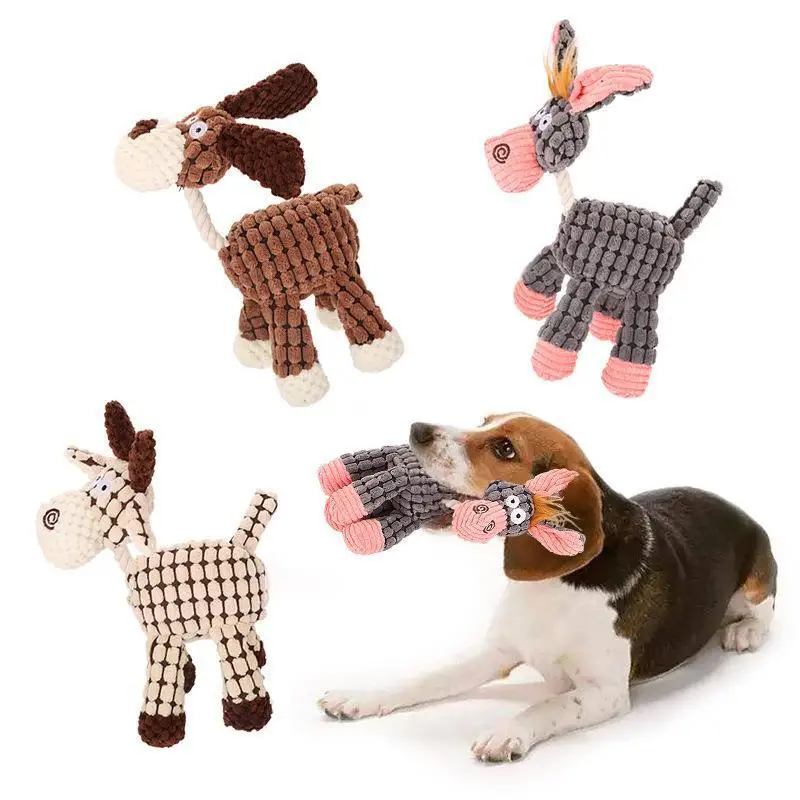 Pet Accessories Funny Cartoon Interactive Squeaky Plush Cat Animal Doll Pet Dog Puzzle Toy Durable Pet Squeak Chew Toys