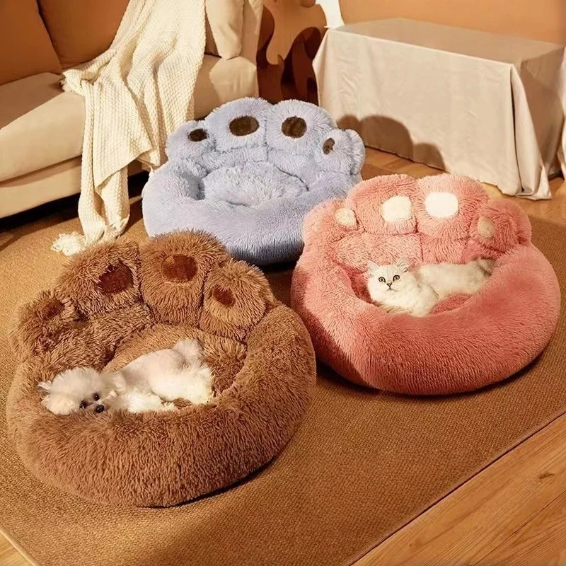 Pet Accessories Products Bear Paw Shape Plush Luxury Teddy Sleeping Gear Dog cat Bed Nest Sofa Couch for Dog
