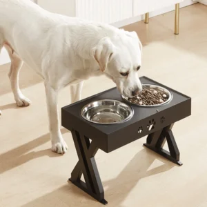 Pet Adjustable Stainless Steel Feeder Two Bowls One Lift Anti upset Protective Neck Guard Slow Food Basin Pet Dog Bowl