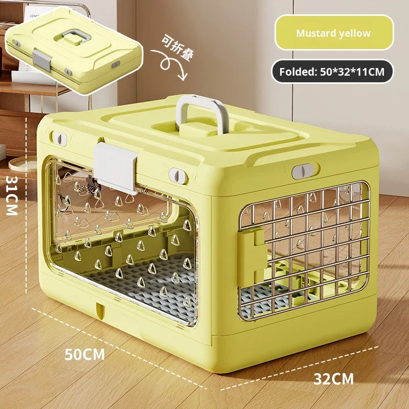 Pet Air Carrier PP Foldable Portable Button Closure Classic Style Cat Small Dog Car Bag for Car & Airplane Pet Nest