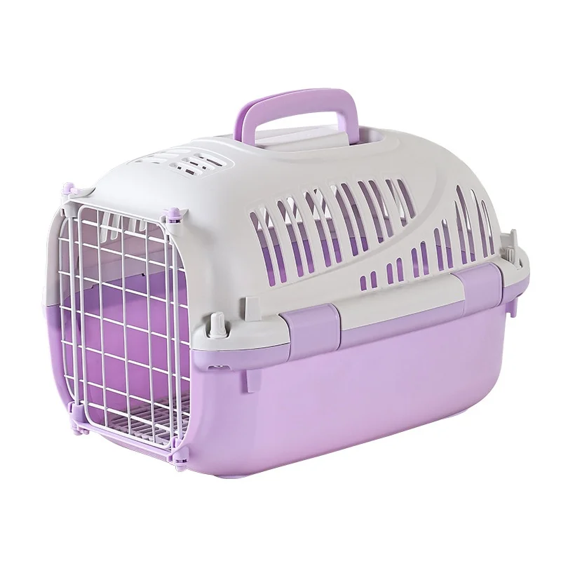 Pet Airline Transport Cage Portable Handheld Travel Carrier with Large Capacity for Car and Air Use