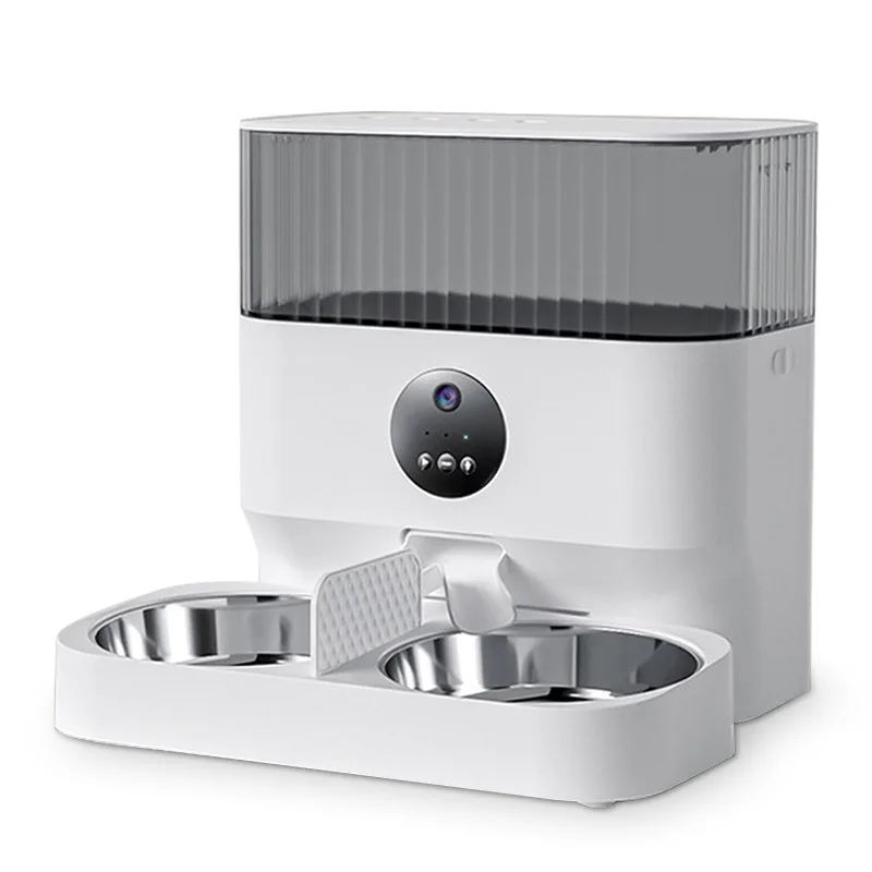 Pet Automatic Feeder Double Bowl Household Dog Cat Mobile Phone Remote APP Control Video Monitoring Detachable