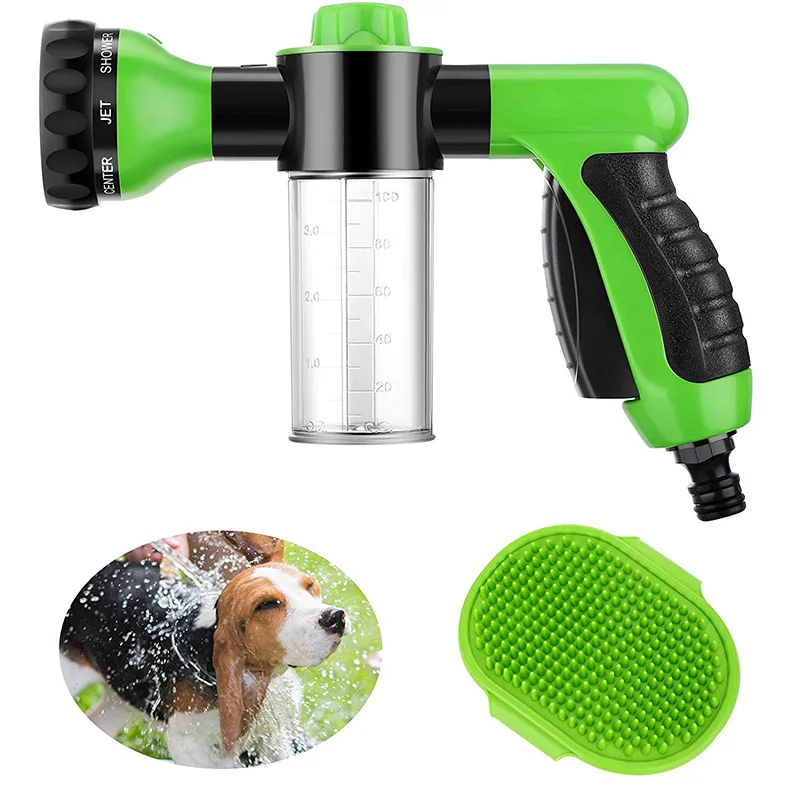 Pet Bath Brush With Water Sprayer Massage Scrubber Dog Washing Shower Foamer Cleaning Comb