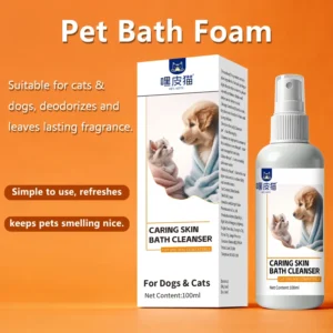 Pet Bath Cleanser for Dogs & Cats 100ml OEM ODM Available Spray Type Quick Clean Remove Body Odor & Improve Dry Tangly Pet Fur